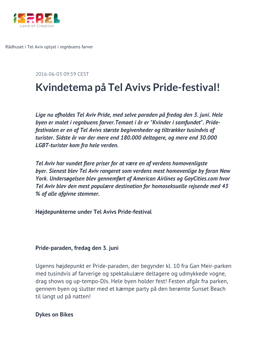 ​Kvindetema På Tel Avivs Pride-Festival!