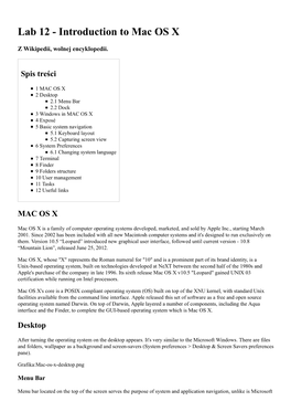 Lab 12 - Introduction to Mac OS X