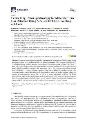 Cavity Ring-Down Spectroscopy for Molecular Trace Gas Detection Using a Pulsed DFB QCL Emitting at 6.8 Μm