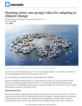 Floating Cities: One Group's Idea for Adapting to Climate Change by Washington Post, Adapted by Newsela Staff on 04.10.19 Word Count 909 Level 1060L