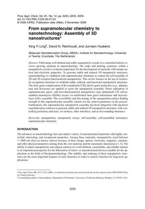 From Supramolecular Chemistry to Nanotechnology: Assembly of 3D Nanostructures*