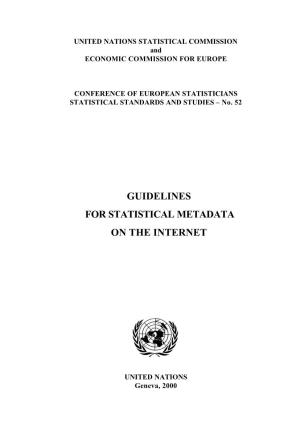Guidelines for Statistical Metadata on the Internet