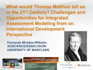 What Would Thomas Malthus Tell Us in the 21St Century? Challenges and Opportunities for Integrated Assessment Modeling from an International Development Perspective