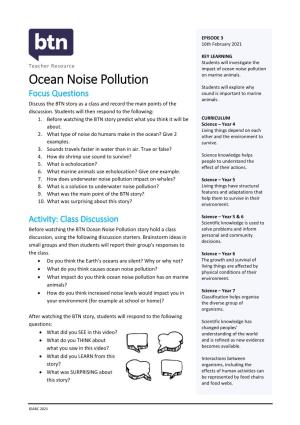 Ocean Noise Pollution on Marine Animals