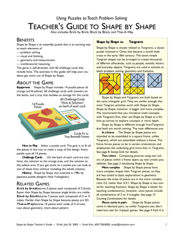 Teacher's Guide to Shape by Shape
