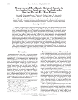 Measurement of Beryllium in Biological Samples by Accelerator Mass Spectrometry: Applications for Studying Chronic Beryllium Disease
