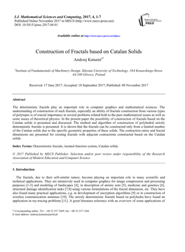 Construction of Fractals Based on Catalan Solids Andrzej Katunina*