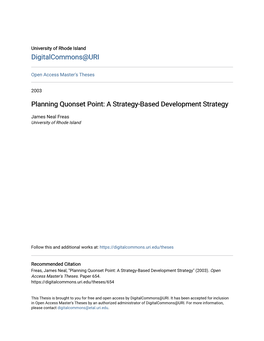 Planning Quonset Point: a Strategy-Based Development Strategy