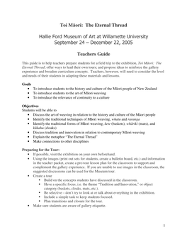 Toi Māori: the Eternal Thread Hallie Ford Museum of Art at Willamette
