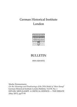 Mein Kampf’ German Historical Institute London Bulletin, Vol 39, No