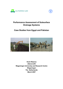 Performance Assessment of Subsurface Drainage Systems