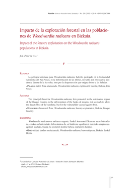 Nes De Woodwardia Radicans En Bizkaia. Impact of the Forestry Exploitation on the Woodwardia Radicans Populations in Bizkaia