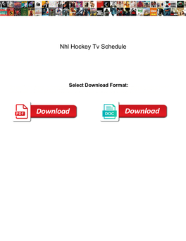 Nhl Hockey Tv Schedule