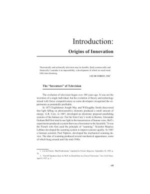 Introduction: Origins of Innovation