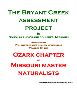 The Bryant Creek Assessment Project Ozark Chapter Missouri Master