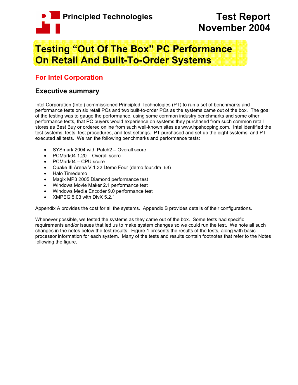 PC Performance on Retail and Built-To-Order Systems