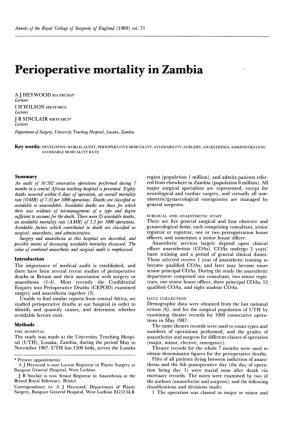 Perioperative Mortality in Zambia