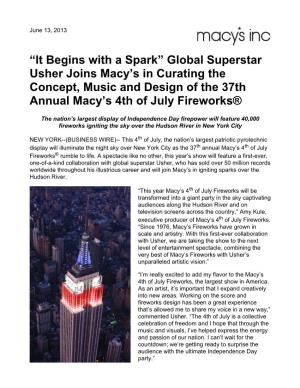 “It Begins with a Spark” Global Superstar Usher Joins Macy's In