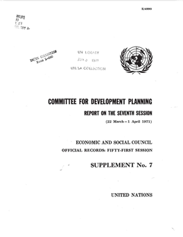 Committee for Development Planning Report on the Seventh Session