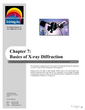 Chapter 7: Basics of X-Ray Diffraction