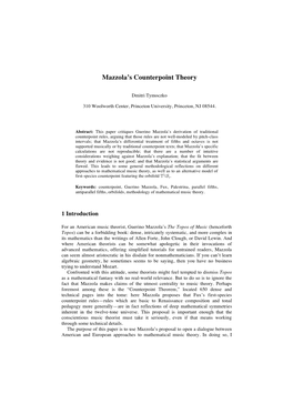 Mazzola's Counterpoint Theory