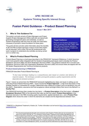 Product Based Planning Issue 1 Mar 2017