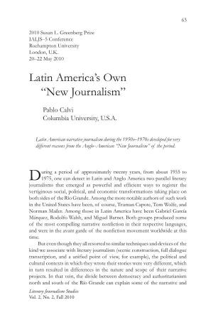 Latin America's Own “New Journalism”