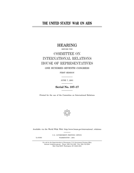 The United States' War on Aids Hearing Committee On