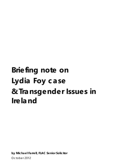 Briefing Note on Lydia Foy Case and Transgender Issues in Ireland