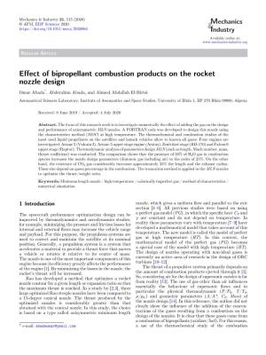 Effect of Bipropellant Combustion Products on the Rocket Nozzle Design