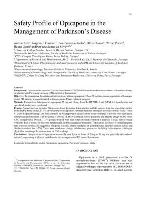 Safety Profile of Opicapone in the Management of Parkinson's Disease