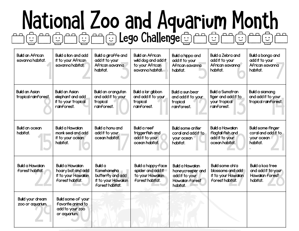 National Zoo and Aquarium Month Lego Challenge