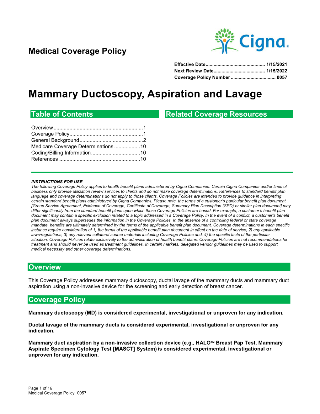 Mammary Ductoscopy, Aspiration and Lavage