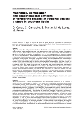 Magnitude, Composition and Spatiotemporal Patterns of Vertebrate Roadkill at Regional Scales: a Study in Southern Spain
