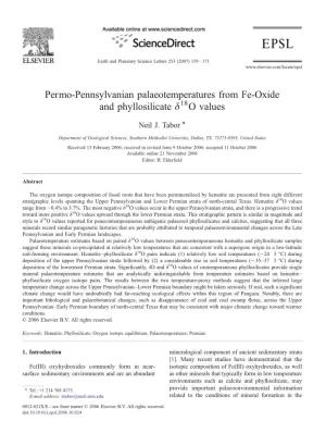 Permo-Pennsylvanian Palaeotemperatures from Fe-Oxide and Phyllosilicate Δ18o Values ⁎ Neil J