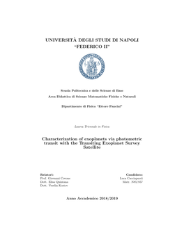 Universit`A Degli Studi Di Napoli “Federico Ii