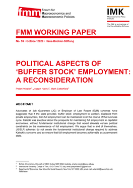 'Buffer Stock' Employment