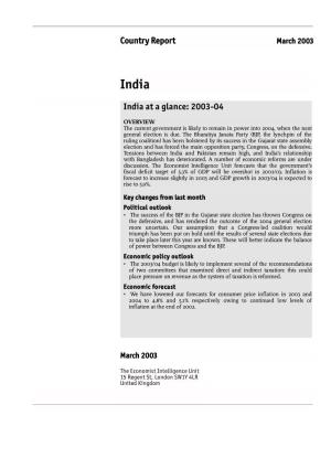 Country Report India at a Glance: 2003-04