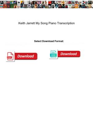 Keith Jarrett My Song Piano Transcription