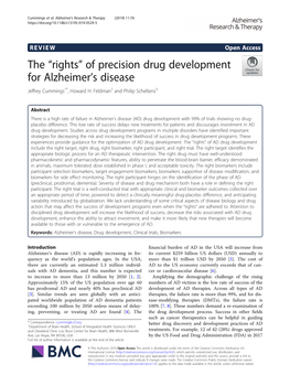 The “Rights” of Precision Drug Development for Alzheimer's Disease