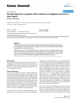 Cardiac Lipoma in a Patient with a History of Malignant Tumours: a Case Report Bjoern Kitzing