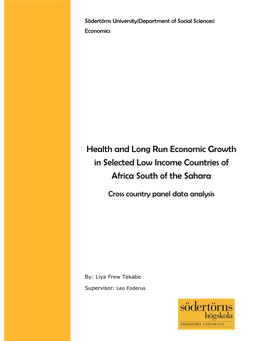 Health and Economic Growth in Selected Low Income Countries of African South of the Sahara: Cross Country Evidence Acknowledgment