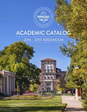 Academic Catalog 2016 - 2017 Addendum