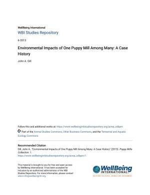 Environmental Impacts of One Puppy Mill Among Many: a Case History