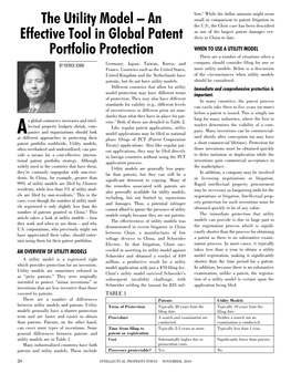 The Utility Model – an Effective Tool in Global Patent Portfolio Protection