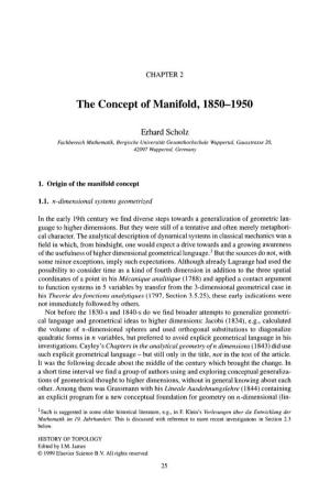 The Concept of Manifold, 1850-1950