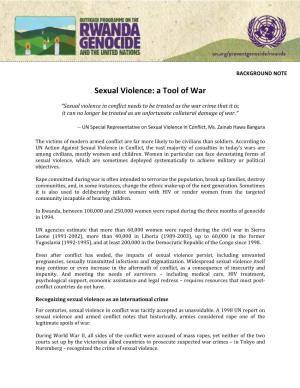 Sexual Violence: a Tool of War