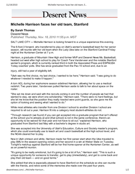Michelle Harrison Faces Her Old Team, Stanford | Deseret News