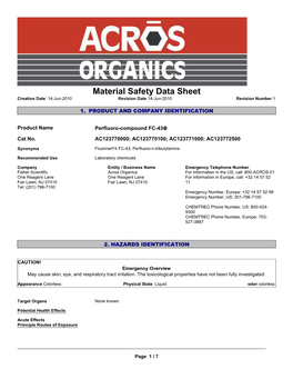 Material Safety Data Sheet Creation Date 14-Jun-2010 Revision Date 14-Jun-2010 Revision Number 1