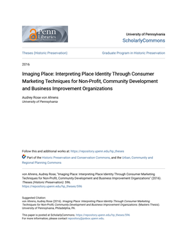 Interpreting Place Identity Through Consumer Marketing Techniques for Non-Profit, Community Development and Business Improvement Organizations